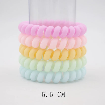 5Pcs Matte Spiral Hair Bands - Fashion Telephone Wire Elastic Hair Ties Stretchable Cord Rubber Bands for Women & Girls