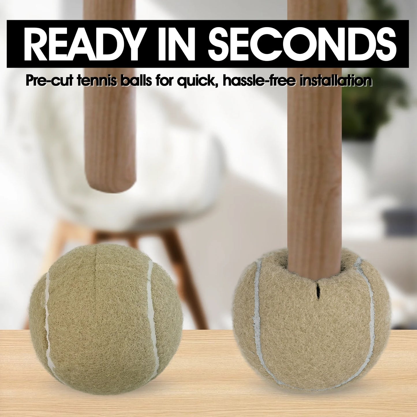 4pcs Precut Walker Tennis Balls – Heavy Duty Felt Pads for Furniture Legs & Floor Protection