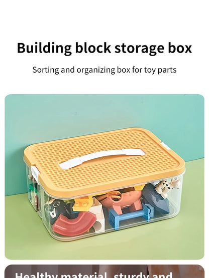Brick-Shaped Building Blocks Storage Box for Kids – Stackable Plastic Toy Organizer Bin with Lid for Sundries & Toys