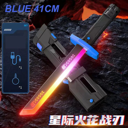 Colorful Glowing Sword Toy - LED Streamer Light Sword with Spark & Smoke Effects for Kids Christmas & Birthday Gifts