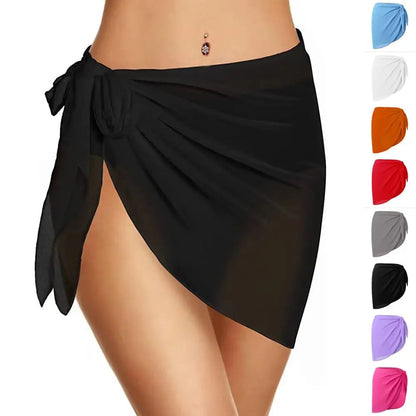 Summer Chiffon Sarong Skirt – Women’s Sheer Short Swimsuit Cover Up Beach Bikini Wrap Scarf