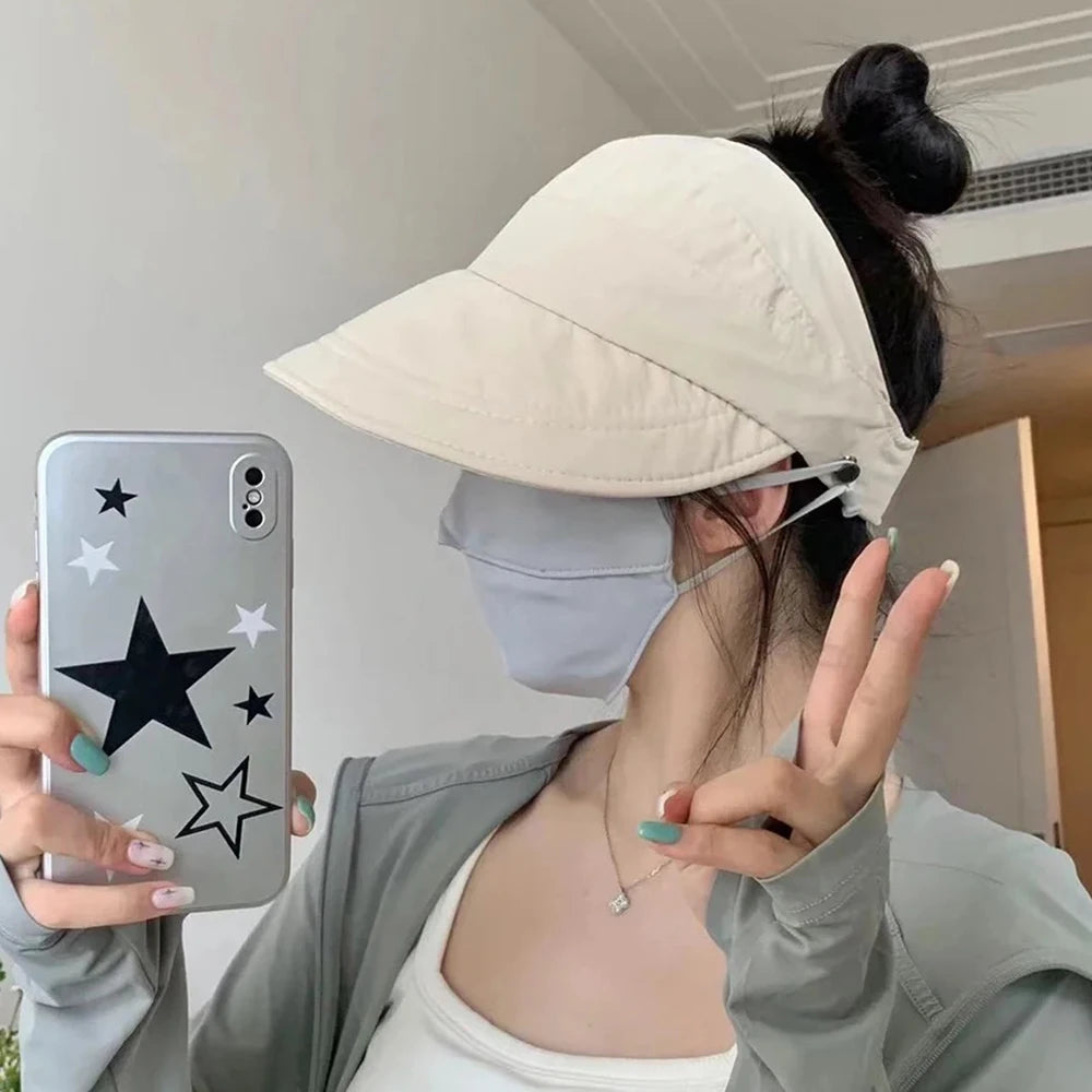 Protective and Stylish: Women's Foldable Wide Brim Sunhat - Adjustable Outdoor Bucket Hat with UV Protection, Perfect for Beach and Fishing