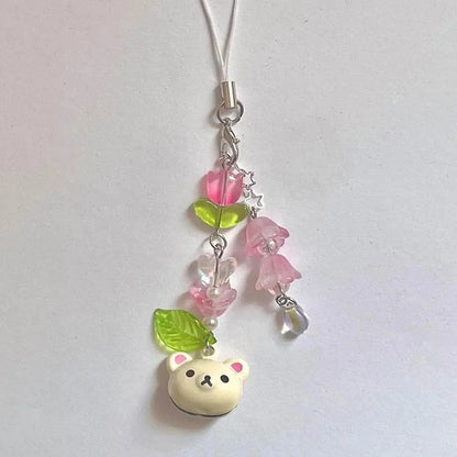 Cute Bear Strawberry Beaded Phone Charm - Y2K Coquette Keychain & Handbag Pendant Accessory Gift