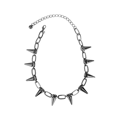 Fashion Punk Spike Choker Necklace – Goth Rivet Metal Chain Collar for Unisex Rock & Nightclub Jewelry