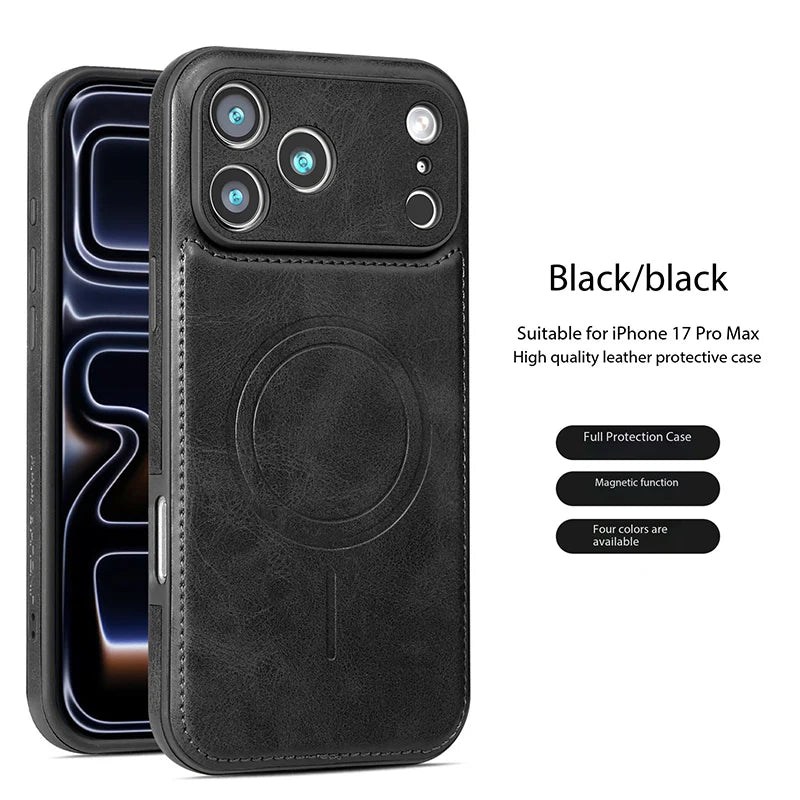 Luxury Magnetic Leather Case - Shockproof MagSafe Compatible Cover for iPhone 12, 13, 14, 15, 16 & 17 Series
