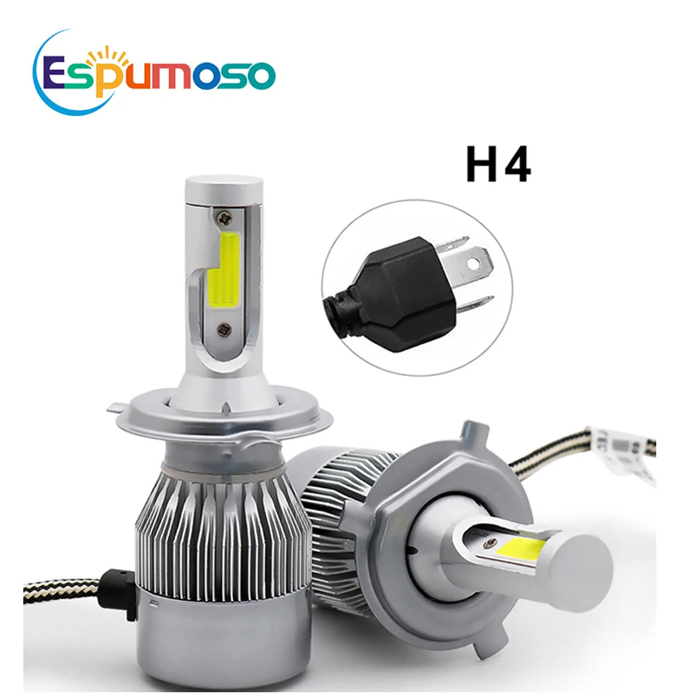 2PCS C6 LED Headlight Bulbs - Universal Car Headlamp Replacement H4 H7 H11 H8 H9 H10 H13 9004 9005 9006 9007 880 H27