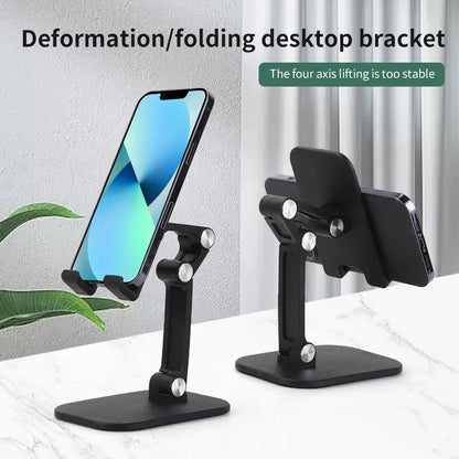 Foldable Desk Mobile Phone Holder: Adjustable Tablet Stand for iPhone, iPad - Flexible Three Sections Desktop Cell Smart
