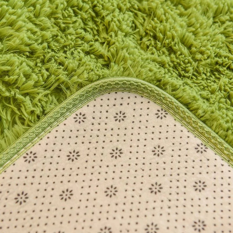 Plush Fluffy Area Rug – Soft Green & Pink Carpet for Living Room, Sofa, Coffee Table, Kids Room, Non-Slip Home Decor Mat