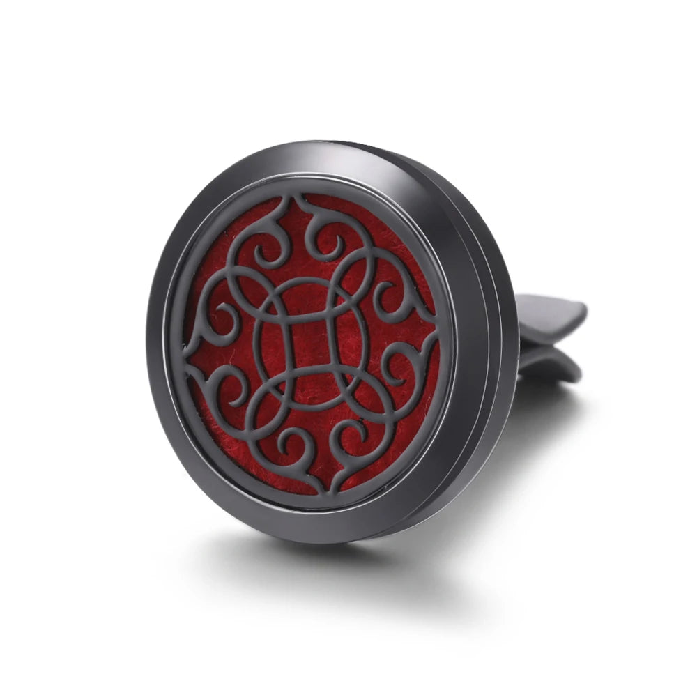 All-Black Tree of Life Car Air Freshener – Stainless Steel Aromatherapy Essential Oil Diffuser Locket Pendant