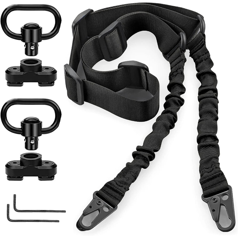 2-Point Extra Long Rifle Sling – Adjustable Gun Strap with Metal Hook QD for Outdoor Sports