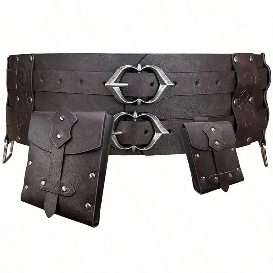 Medieval Belt & Pouch Accessory Set – Renaissance Viking Waist Bag, Wide Vintage Belt for Halloween, 1/2/3pcs