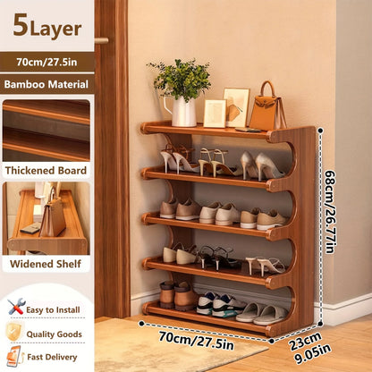 Bamboo Shoe Rack for 15–24 Pairs – Space-Saving, Easy Assembly Shoe Storage Organizer for Entryway & Living Room