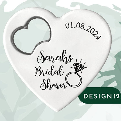 Custom Heart-Shaped Magnet Bottle Opener – 10-30pcs Engraved Bridal Shower & Wedding Party Favors in Bulk