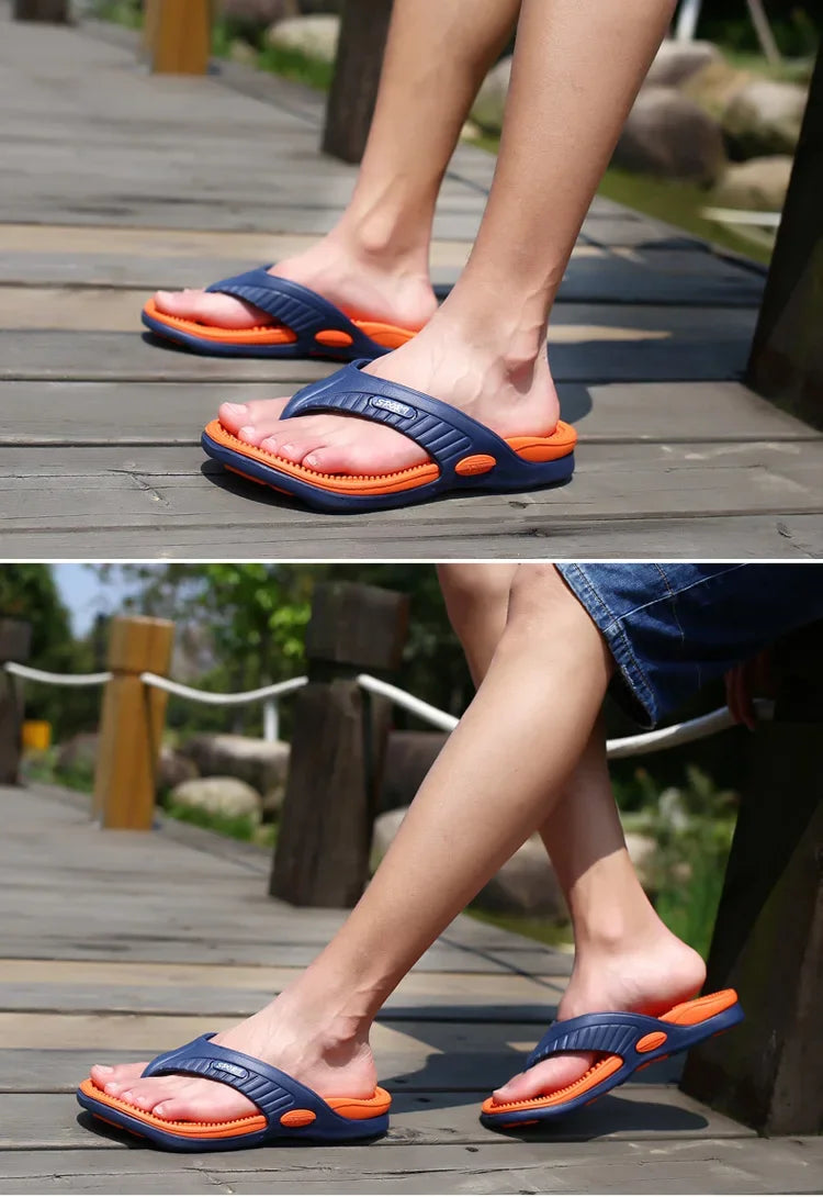 YRZL Summer Men’s Flip Flops - 2024 Soft Bottom Non-Slip Beach Sandals, Comfortable Outdoor Slide Slippers