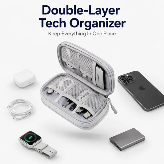 Travel Tech Organizer Bag - Portable Cable, Charger, Power Bank & SSD Storage Case for Electronics Accessories
