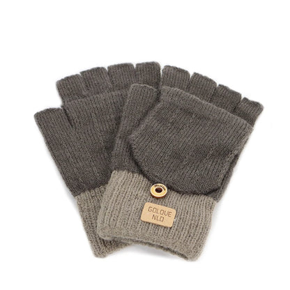 Women’s Fingerless Winter Gloves - Warm Unisex Gloves with Finger Cover for Students