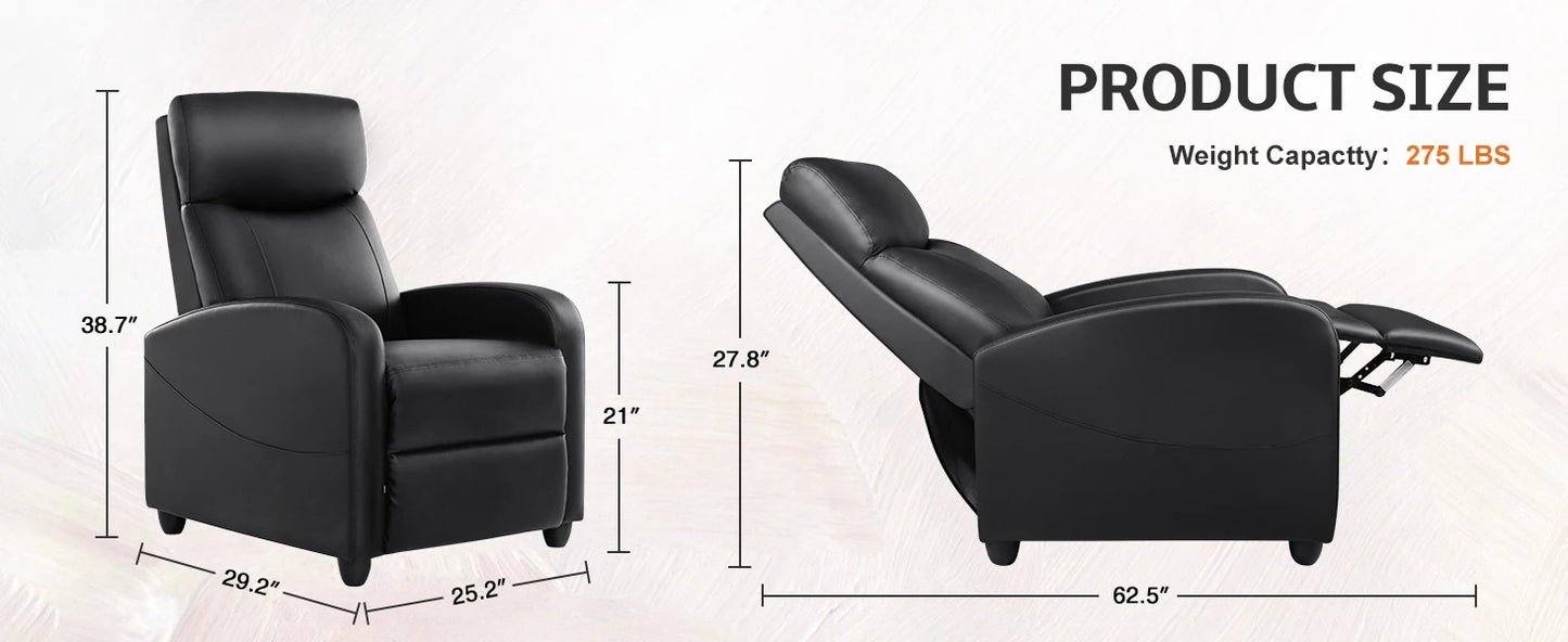 Recliner Massage Chair – Adjustable Fabric Sofa with Lumbar Support, Modern Padded Backrest for Living Room, Grey
