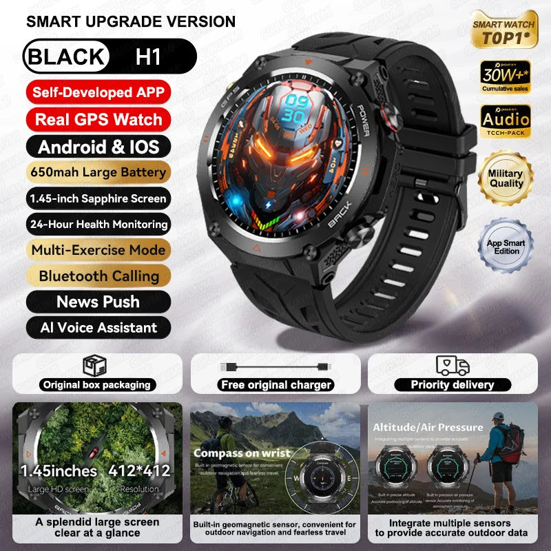 2025 Xiaomi GPS Sports Smartwatch — Waterproof Fitness Tracker with Bluetooth Call & 650mAh Battery for Men & Women