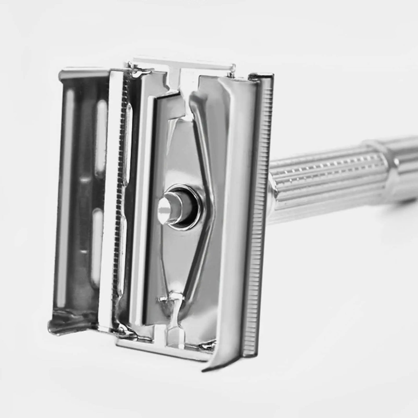 Men's Facial Shavers – Stainless Steel Double-Ended Manual Razor with Blades, Barbershop Razor with Steel Shank