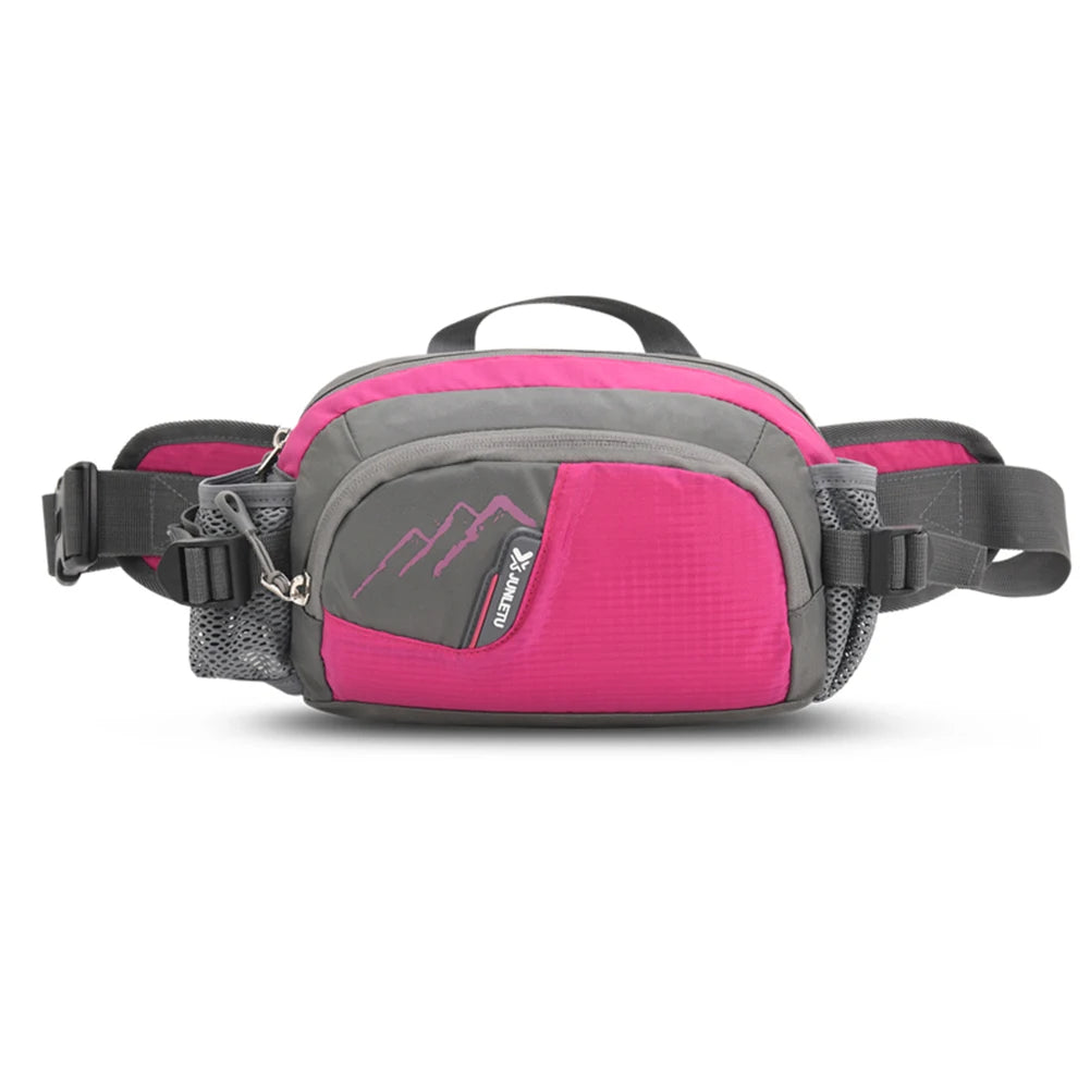 Running Belt Fanny Pack with Bottle Holder – Nylon Waist Sling Phone Pouch for Jogging, Hiking & Hydration
