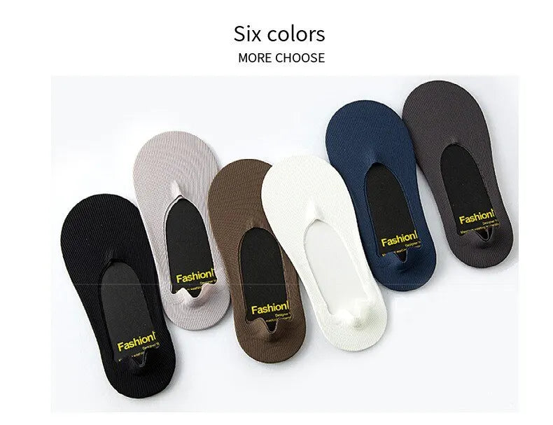 5 Pairs Men's Cotton Boat Socks – Thin, Breathable, Deodorizing No-Show Summer Socks with Non-Slip Silicone Grip