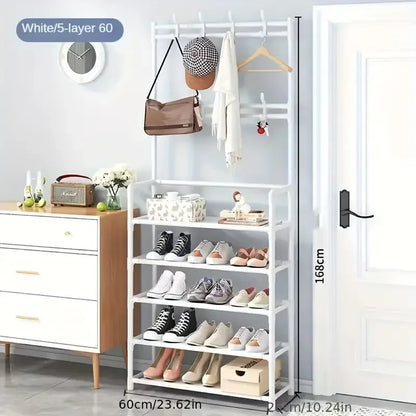 Entryway Clothes Hanger and Shoe Rack – Multi-Purpose Storage for Shoes, Jackets, Hats, Bags, and Umbrellas
