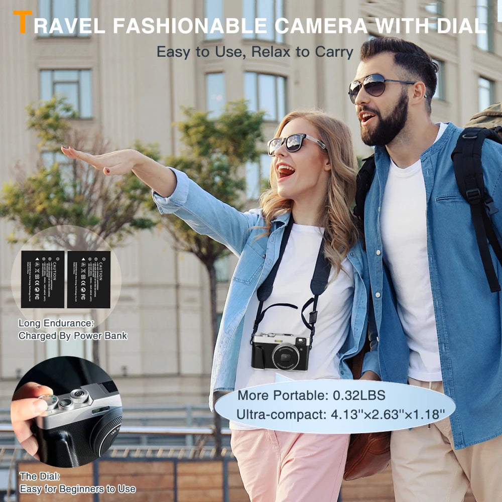 4K Digital Camera – Auto Focus, 48MP Vlogging Camera for YouTube, Anti-Shake Video, Viewfinder, Flash & 16X Zoom