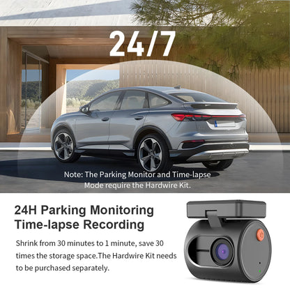 2K Mini Dash Cam - WiFi Car DVR with Night Vision, Voice Control & Emergency Recording
