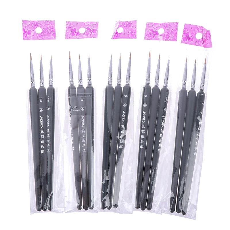 3PCS Gouache & Watercolor Mini Paint Brushes – 0/00/000 Wolf Hair Sketch & Detail Brushes for Professional Art
