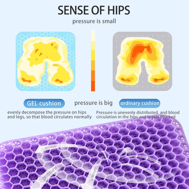 Breathable Honeycomb Gel Seat Cushion – Summer Comfort for Back & Tailbone Pain, Office, Wheelchair & Car Chair