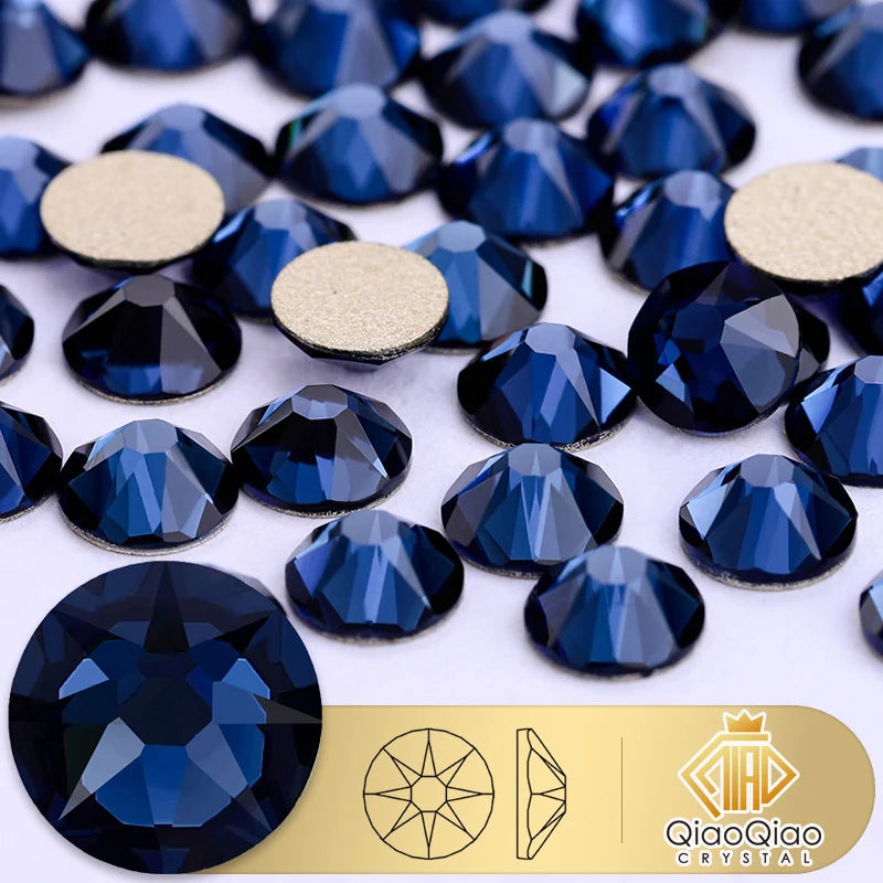QIAO 2088 Crystal Nail Art Rhinestones — Flat Back Non-Hotfix Strass for DIY Nail Decorations (8 Big + 8 Small)