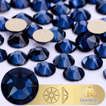QIAO 2088 Crystal Nail Art Rhinestones — Flat Back Non-Hotfix Strass for DIY Nail Decorations (8 Big + 8 Small)