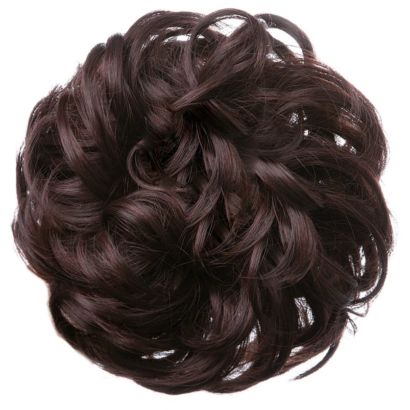 Synthetic Messy Hairpiece Chignon Scrunchie – Blonde & Brown Donut Bun for Women, Elastic Daily Use Hair Extension H9