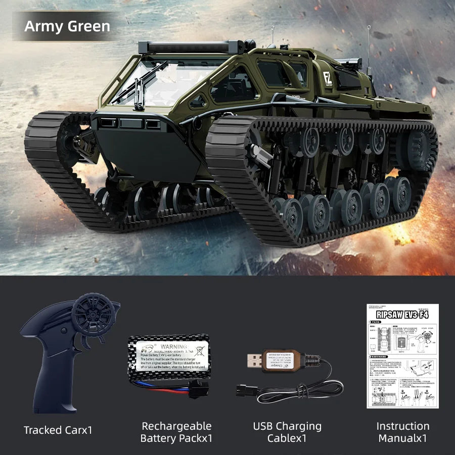JJRC C8812 LED Tracked Tank RC Car — Full-Scale Simulation Model, Drift Remote Control Off-Road Vehicle Toy for Boys Gift