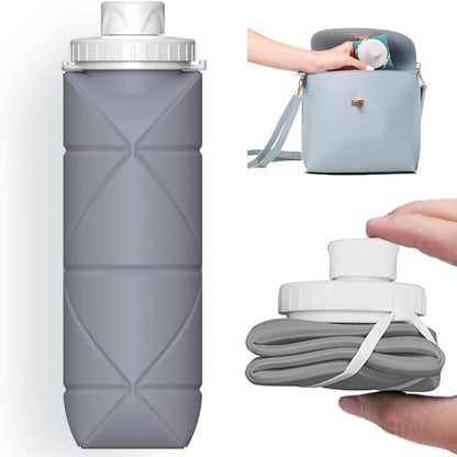 Stay Hydrated Anywhere: 600ML Silicone Folding Water Cup - Collapsible & Leakproof Water Bottle for Travel, Gym, Camping, Hiking - Portable Sports Kettle Drinkware