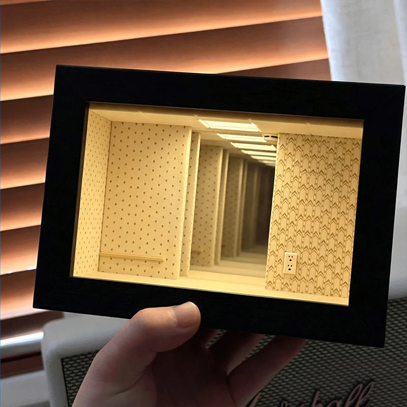 Rear Room Abyss Mirror Display Box - Mini Figure LED Wooden Desktop Decor Gift