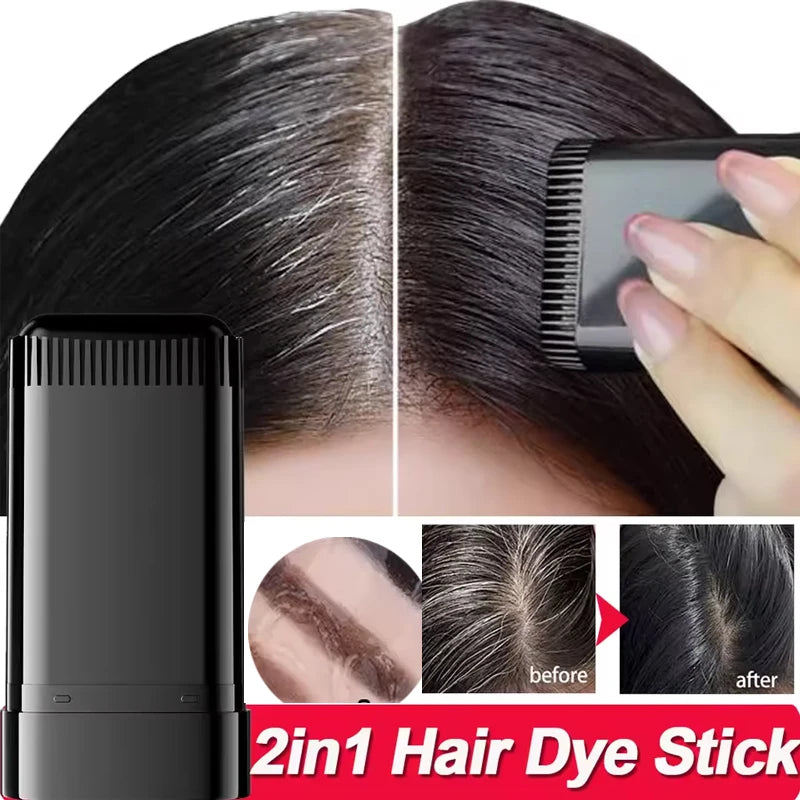 2-in-1 Hair Dye Stick with Comb - Quick Gray Coverage and Easy Temporary Hair Color
