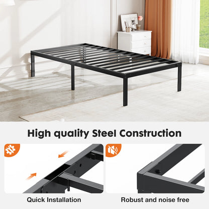 Metal Bed Frame with Storage – Twin, Full, Queen & King Size Platform with Steel Slat Support 350lbs