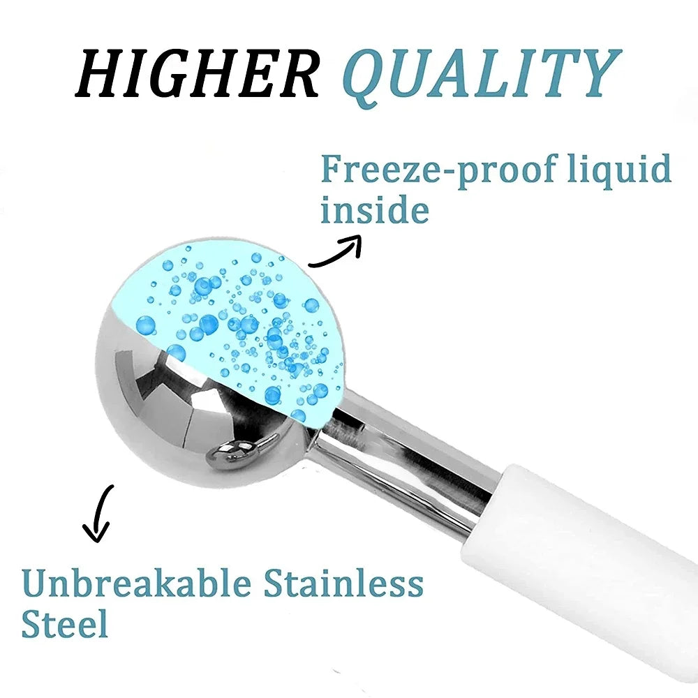 Mini 2pcs Stainless Steel Ice Globes – Cryo Sticks for Face & Eyes, Cold Roller for Puffiness, Wrinkles & Dark Circles