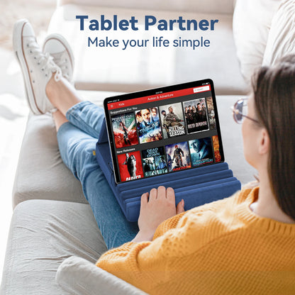 KDD Foldable Tablet Pillow Stand – Soft Lap & Desk Holder with Stylus Pocket for iPad Pro