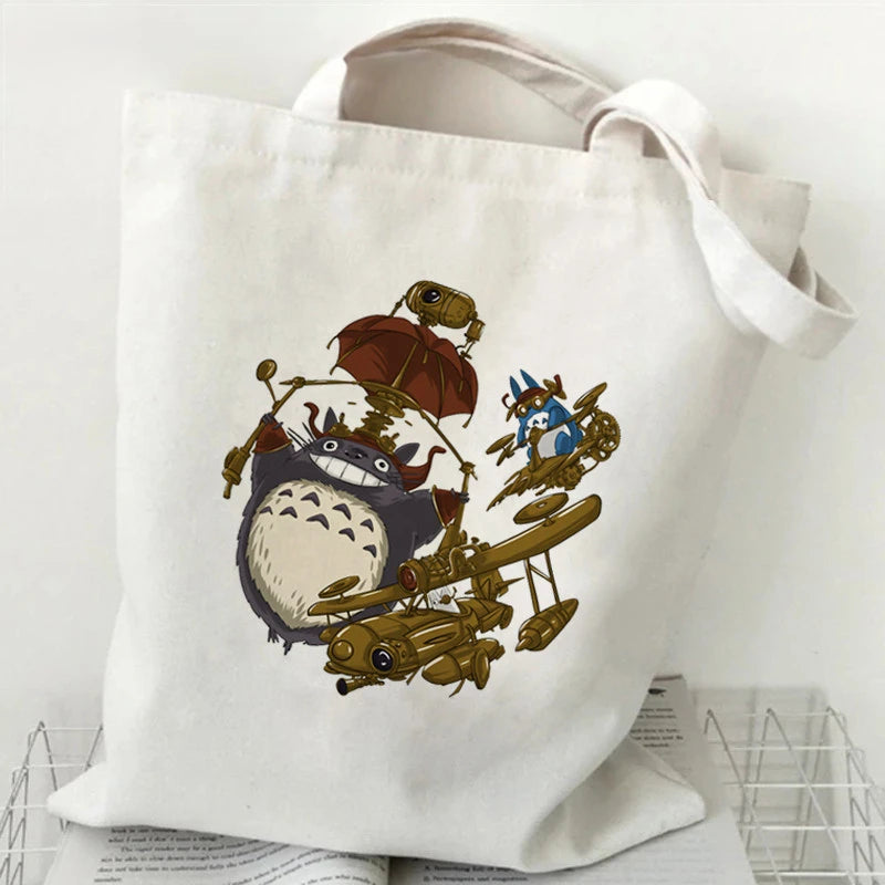 Totoro Studio Ghibli Fashion Tote Bag – Foldable Reusable Shopping Handbag, Harajuku Style Student Bag