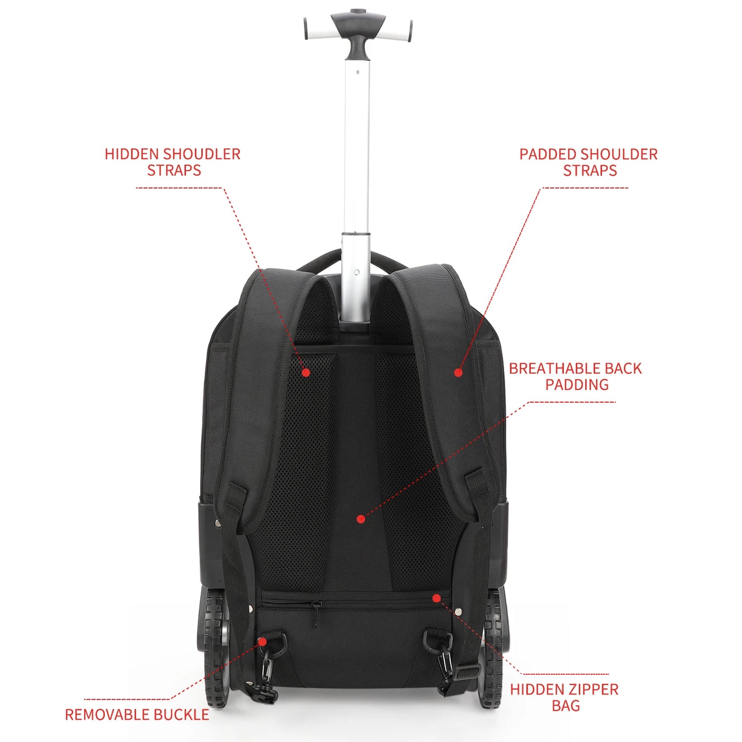 20-Inch Rolling Luggage Backpack – Large-Capacity Travel Suitcase with Wheels, Trolley Bag and Multifunctional Laptop Carry-On