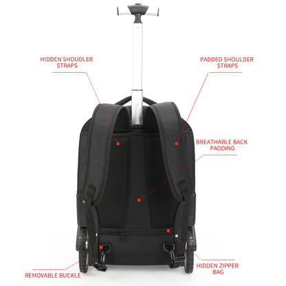 20-Inch Rolling Luggage Backpack – Large-Capacity Travel Suitcase with Wheels, Trolley Bag and Multifunctional Laptop Carry-On