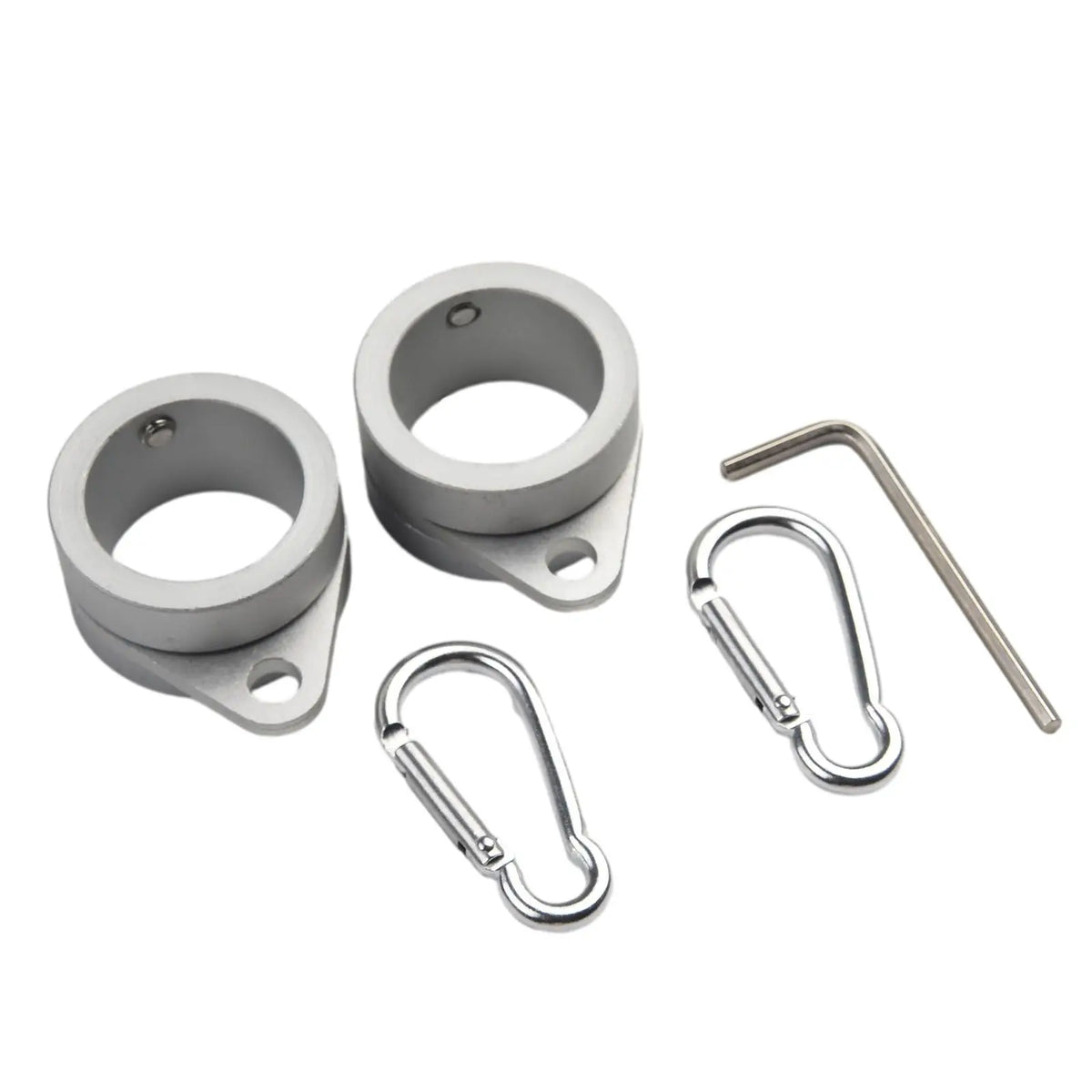 2-Piece Aluminum Flagpole Rings - 360° Rotating Anti-Wrap Flag Mounts with Carabiners for 0.75–1.02 Inch Poles