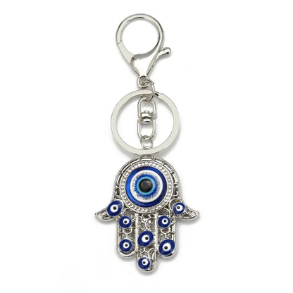 Lucky Eye Fatima Hand Keychain – Alloy Tree of Life Elephant Owl Blue Turkish Evil Eye Car Keyring Jewelry for Men & Women Gift