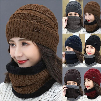 Men's and Women's Winter Beanie Hat and Scarf Set - Soft Thermal Fleece Knitted Balaclava and Wool Neck Warmer