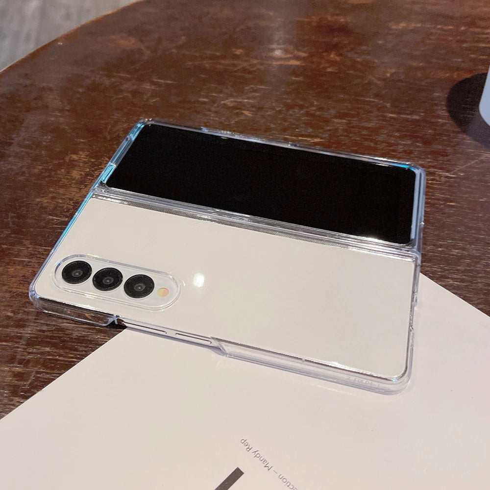 Transparent Acrylic Shockproof Phone Case for Samsung Galaxy Z Fold 6/5/4/3 – Hard Protective Back Cover