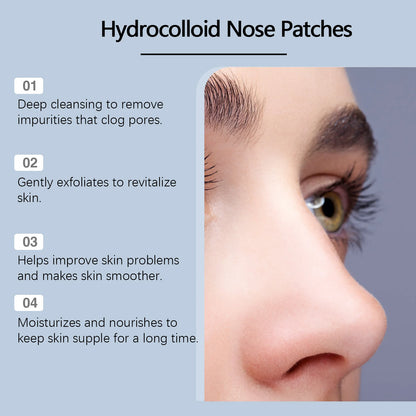 Salicylic Acid Nose Pore Strips - Hydrocolloid Blackhead & Pimple Removal Patches for Oil Control and Refined Pores
