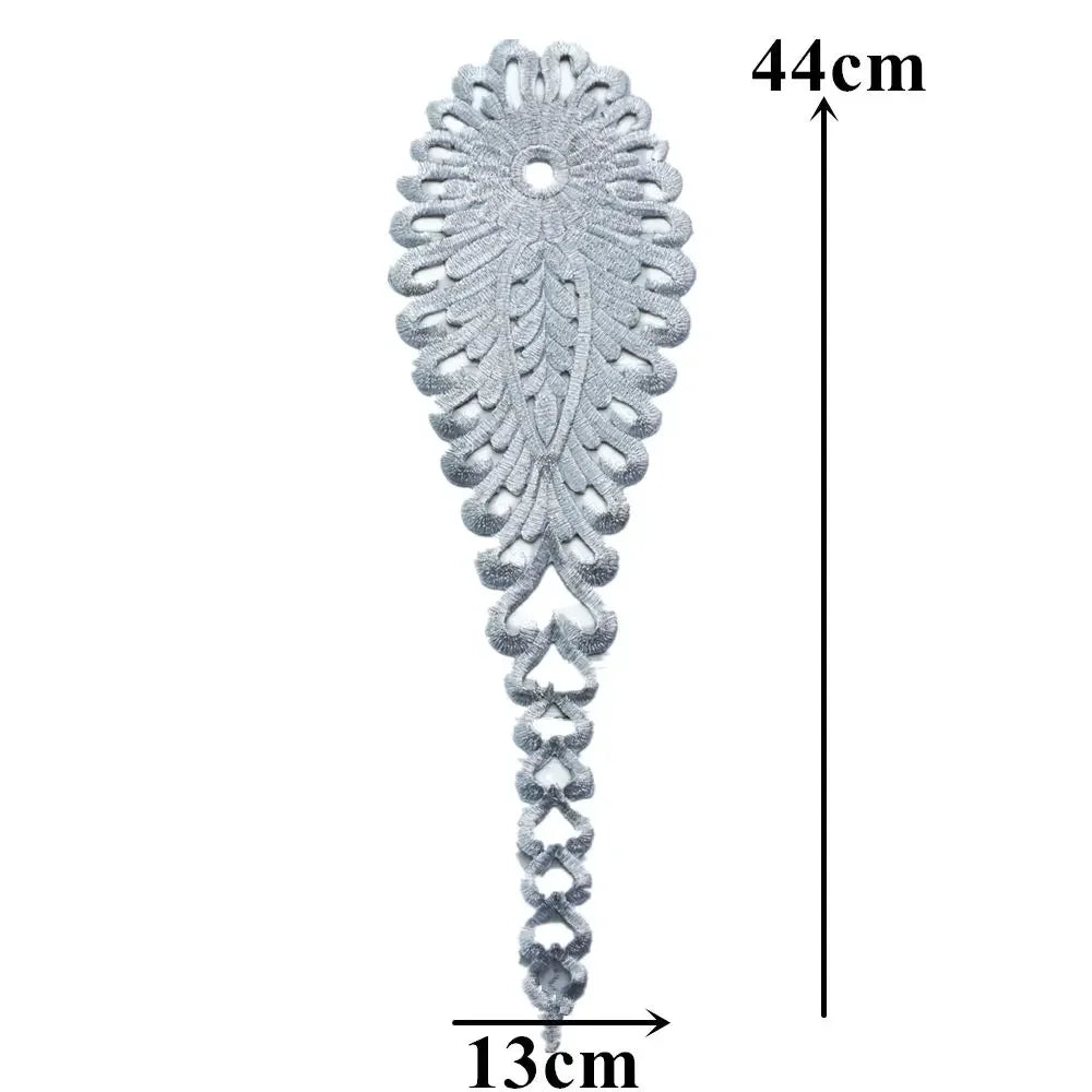 Silver Baroque Sequin Flower Applique – Embroidered Iron-On Patch for Wedding & DIY Crafts