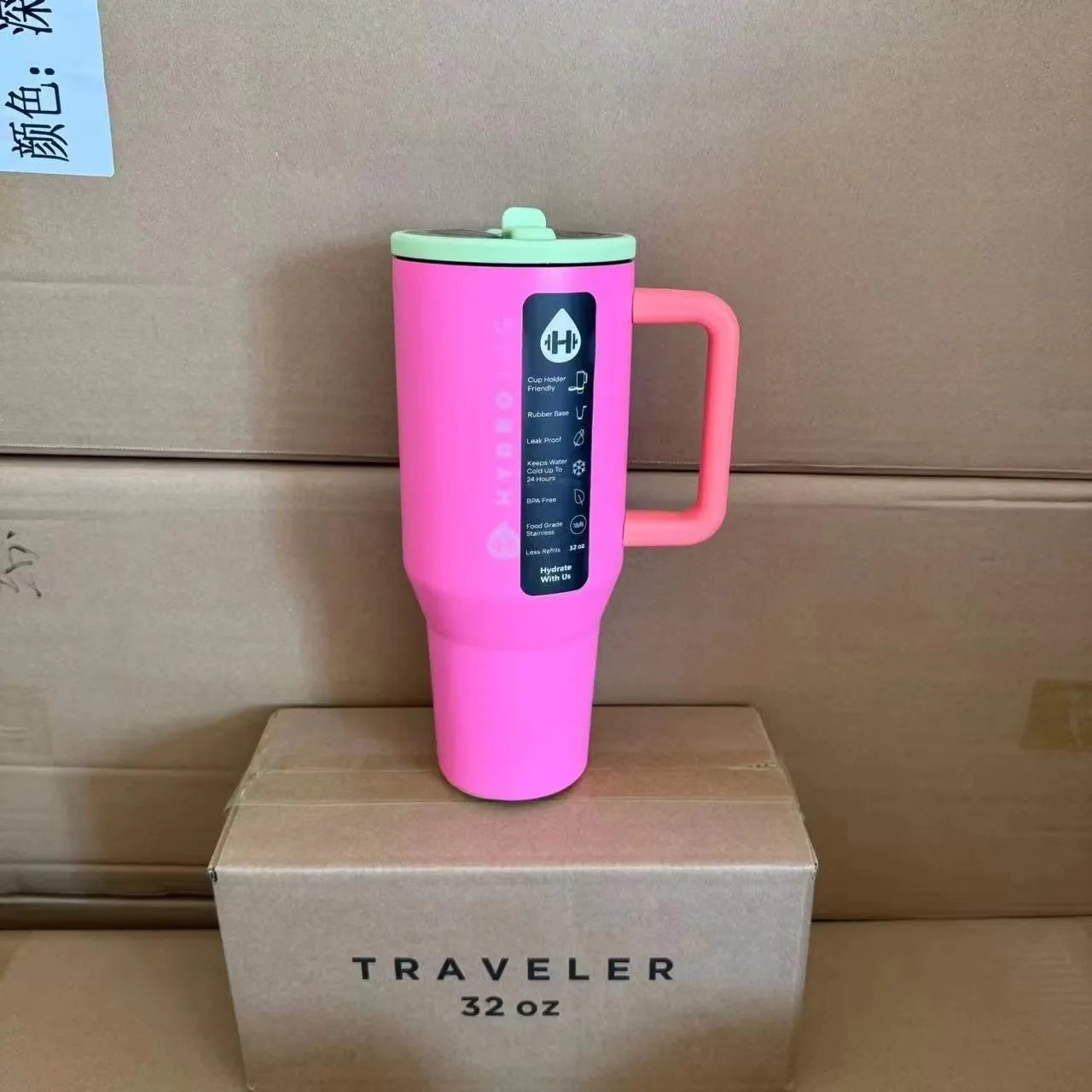HydroJug 32oz/40oz Traveler Tumbler — Stainless Steel Vacuum Insulated Car Mug with Straw Lid & Double Wall Thermal Iced Design